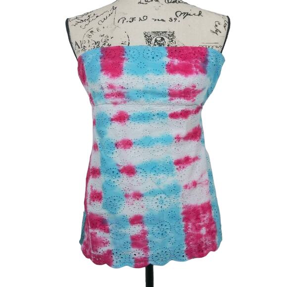 J.Crew Tie Dye  Scalloped lace Strapless Top Size 2 - Picture 1 of 5